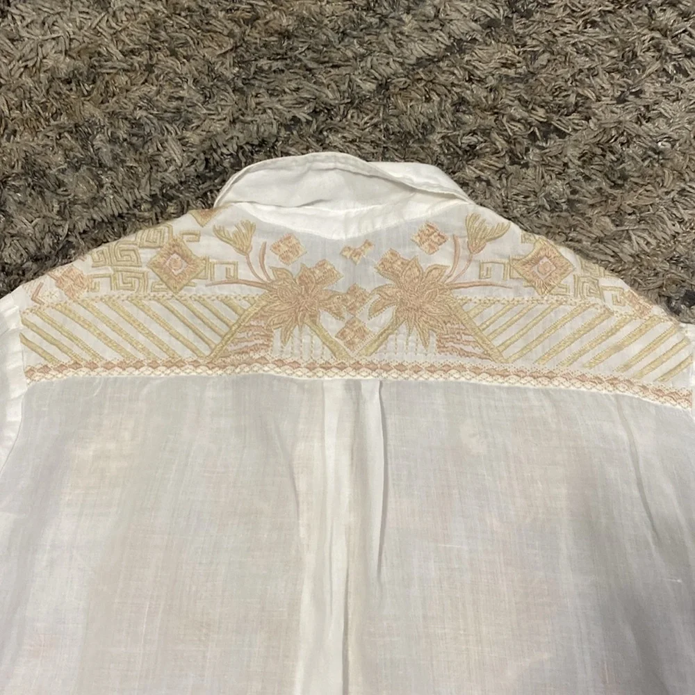 Johnny Was Devere Kimono Sleeve 100% Ramie embroidered button down blous… - Picture 8 of 15